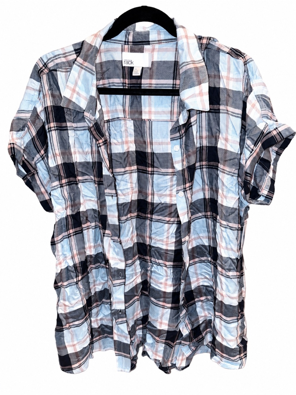 Light Blue Plaid Button-Down Shirt - Women